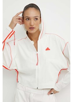 adidas kurtka damska kolor beżowy przejściowa oversize ze sklepu ANSWEAR.com w kategorii Kurtki damskie - zdjęcie 171323640
