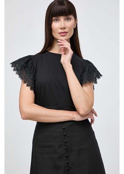 Twinset t-shirt bawełniany damski kolor czarny ze sklepu ANSWEAR.com w kategorii Bluzki damskie - zdjęcie 171324032
