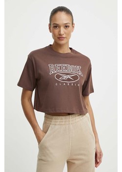 Reebok Classic t-shirt bawełniany Archive Essentials damski kolor brązowy 100075642 ze sklepu ANSWEAR.com w kategorii Bluzki damskie - zdjęcie 171324192