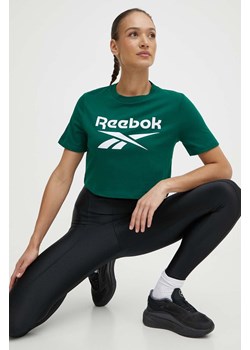 Reebok t-shirt bawełniany Identity damski kolor zielony 100076000 ze sklepu ANSWEAR.com w kategorii Bluzki damskie - zdjęcie 171324202