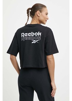 Reebok t-shirt bawełniany damski kolor czarny 100075953 ze sklepu ANSWEAR.com w kategorii Bluzki damskie - zdjęcie 171324212