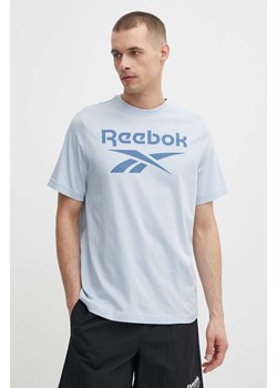 Reebok t-shirt bawełniany Identity męski kolor niebieski z nadrukiem 100076430 ze sklepu ANSWEAR.com w kategorii T-shirty męskie - zdjęcie 171324422