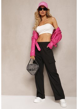 Czarne Spodnie dresowe z Bawełny z Szerokimi Kieszeniami Cargo Tanelle ze sklepu Renee odzież w kategorii Spodnie damskie - zdjęcie 171327654