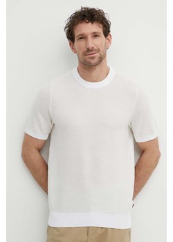 BOSS t-shirt męski kolor beżowy gładki 50511762 ze sklepu ANSWEAR.com w kategorii T-shirty męskie - zdjęcie 171330504