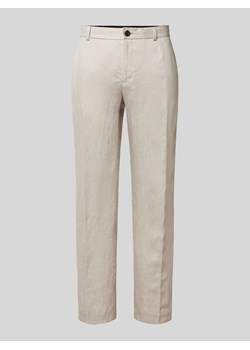 Spodnie do garnituru o kroju regular fit z lnu w kant model ‘WILL’ ze sklepu Peek&Cloppenburg  w kategorii Spodnie męskie - zdjęcie 171330950