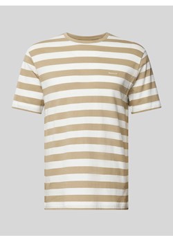 T-shirt ze wzorem w paski i wyhaftowanymi logo ze sklepu Peek&Cloppenburg  w kategorii T-shirty męskie - zdjęcie 171331031