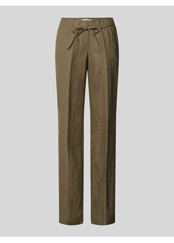 Lniane spodnie z elastycznym pasem model ‘FARINA’ ze sklepu Peek&Cloppenburg  w kategorii Spodnie damskie - zdjęcie 171331380