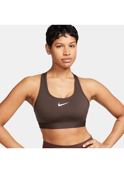 Damski stanik sportowy z wkładkami Nike Swoosh Medium Support - Brązowy ze sklepu Nike poland w kategorii Biustonosze - zdjęcie 171331523