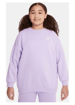 Bluza dresowa dla dużych dzieci (dziewcząt) o kroju oversize Nike Sportswear Club Fleece (szersze rozmiary) - Fiolet ze sklepu Nike poland w kategorii Bluzy dziewczęce - zdjęcie 171331573