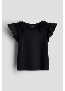 H & M - Top z falbankowym rękawem - Czarny ze sklepu H&M w kategorii Bluzki dziewczęce - zdjęcie 171337051