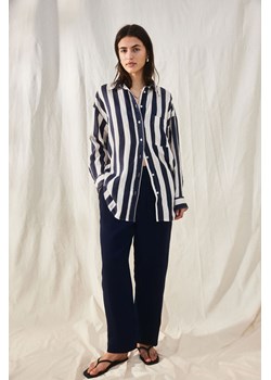 H & M - Zwężane spodnie z domieszką lnu - Niebieski ze sklepu H&M w kategorii Spodnie damskie - zdjęcie 171337193
