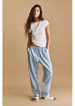 H & M - Joggersy z domieszką lnu - Niebieski ze sklepu H&M w kategorii Spodnie damskie - zdjęcie 171337304