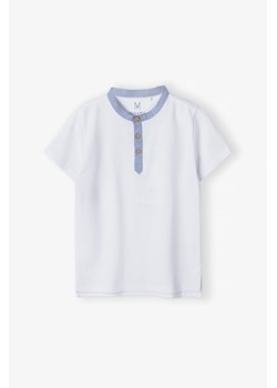 Biała bluzka dla chłopca bawełniana ze stójką ze sklepu 5.10.15 w kategorii T-shirty chłopięce - zdjęcie 171337961