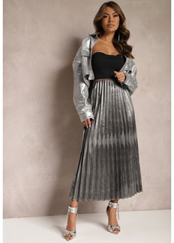 Srebrna Połyskująca Spódnica Plisowana Maxi Vilira ze sklepu Renee odzież w kategorii Spódnice - zdjęcie 171349944