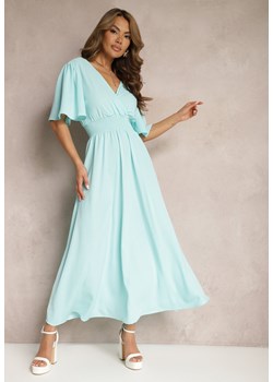 Jasnoniebieska Sukienka z Luźnymi Rękawami Wiązaniem z Wycięciem na Plecach i Gumką w Talii Valenta ze sklepu Renee odzież w kategorii Sukienki - zdjęcie 171350024