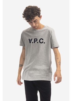 A.P.C. t-shirt bawełniany VPC Color kolor szary z nadrukiem COEZB.H26943-LIGHTGRAYC ze sklepu ANSWEAR.com w kategorii T-shirty męskie - zdjęcie 171352723