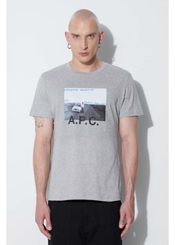 A.P.C. t-shirt bawełniany kolor szary z nadrukiem COEMV.H26058-GREY ze sklepu ANSWEAR.com w kategorii T-shirty męskie - zdjęcie 171352733