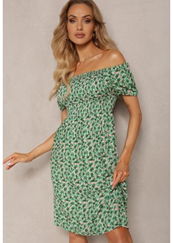 Zielona Sukienka Typu Hiszpanka z Wiskozy z Gumkami w Talii Wiariana ze sklepu Renee odzież w kategorii Sukienki - zdjęcie 171357550