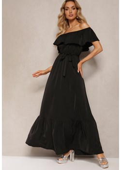 Czarna Hiszapanka Sukienka o Rozkloszowanym Fasonie z Falbanką Naviara ze sklepu Renee odzież w kategorii Sukienki - zdjęcie 171357790