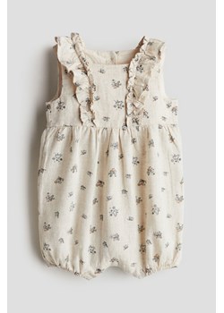 H & M - Lniany kombinezon z falbankami - Beżowy ze sklepu H&M w kategorii Odzież dla niemowląt - zdjęcie 171359494