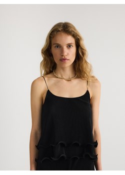 Reserved - Krótka plisowana bluzka - czarny ze sklepu Reserved w kategorii Bluzki damskie - zdjęcie 171360920