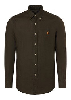 Polo Ralph Lauren Męska koszula lniana Mężczyźni Regular Fit len antracytowy jednolity button down ze sklepu vangraaf w kategorii Koszule męskie - zdjęcie 171361234