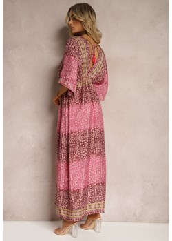 Różowa Letnia Sukienka Boho z Chwostami na Plecach i Gumką w Talii Adanile ze sklepu Renee odzież w kategorii Sukienki - zdjęcie 171361623