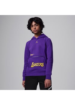 Dzianinowa bluza z kapturem dla dużych dzieci Jordan NBA Los Angeles Lakers Courtside Statement Edition - Fiolet ze sklepu Nike poland w kategorii Bluzy chłopięce - zdjęcie 171364843