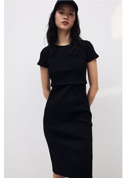 H & M - MAMA Prążkowana sukienka dla karmiącej - Czarny ze sklepu H&M w kategorii Sukienki ciążowe - zdjęcie 171364974