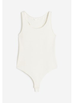 H & M - Prążkowane body thong - Biały ze sklepu H&M w kategorii Bluzki damskie - zdjęcie 171365004