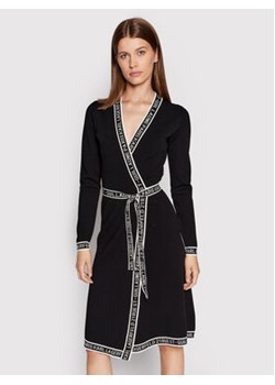 KARL LAGERFELD Sukienka dzianinowa Wrap 215W1330 Czarny Regular Fit ze sklepu MODIVO w kategorii Sukienki - zdjęcie 171367401