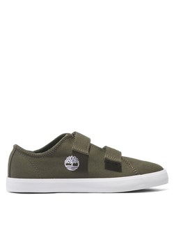 Tenisówki Timberland Newport Bay Low Hook & Loop Sneaker TB0A66U9EZ91 Dark Green Canvas ze sklepu eobuwie.pl w kategorii Trampki dziecięce - zdjęcie 171368340