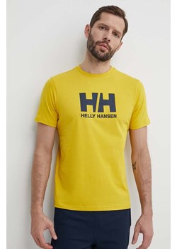 Helly Hansen t-shirt bawełniany męski kolor żółty z aplikacją ze sklepu ANSWEAR.com w kategorii T-shirty męskie - zdjęcie 171371973