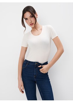 Mohito - T-shirt w prążki - kremowy ze sklepu Mohito w kategorii Bluzki damskie - zdjęcie 171372783