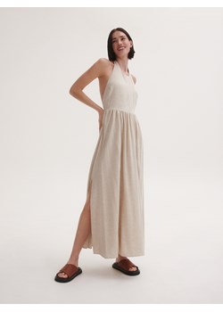 Reserved - Sukienka z wiskozą i lnem - kremowy ze sklepu Reserved w kategorii Sukienki - zdjęcie 171373054