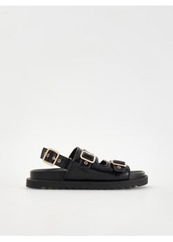 Reserved - Skórzane sandały z klamrami - czarny ze sklepu Reserved w kategorii Sandały damskie - zdjęcie 171373231