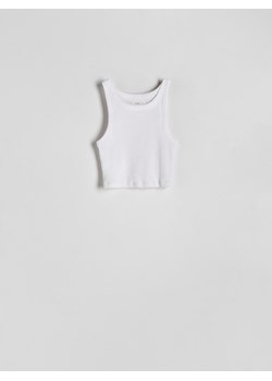 Reserved - Crop top z efektem postarzenia - biały ze sklepu Reserved w kategorii Bluzki damskie - zdjęcie 171373611