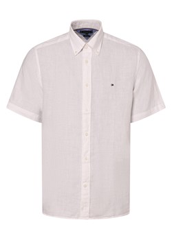Tommy Hilfiger Męska koszula lniana Mężczyźni Regular Fit len biały jednolity ze sklepu vangraaf w kategorii Koszule męskie - zdjęcie 171374201