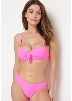 Różowe Bikini Biustonosz na Cienkich Ramiączkach z Regulacją i Wiązaniem Majtki Typu Figi Brasmarie ze sklepu Born2be Odzież w kategorii Stroje kąpielowe - zdjęcie 171374364