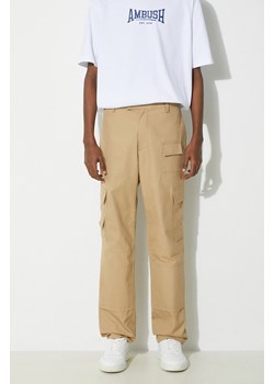 AMBUSH spodnie bawełniane Slim Cargo Pants Tree kolor brązowy proste BMCF001S24FAB ze sklepu PRM w kategorii Spodnie męskie - zdjęcie 171375063