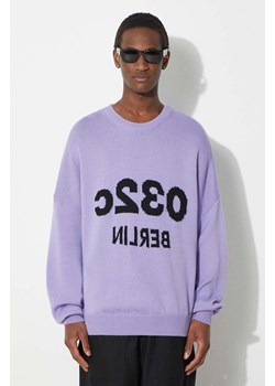 032C sweter wełniany Selfie Sweater męski kolor fioletowy ciepły SS24-K-1011 ze sklepu PRM w kategorii Swetry męskie - zdjęcie 171375071