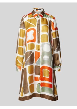 Sukienka koszulowa o długości do kolan z jedwabiu ze wzorem na całej powierzchni ze sklepu Peek&Cloppenburg  w kategorii Sukienki - zdjęcie 171375342