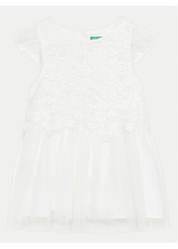 United Colors Of Benetton Sukienka codzienna 40WMGV01R Biały Regular Fit ze sklepu MODIVO w kategorii Sukienki dziewczęce - zdjęcie 171377550