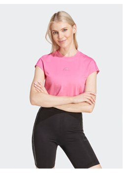 adidas T-Shirt ALL SZN 3-Stripes IR8854 Różowy Regular Fit ze sklepu MODIVO w kategorii Bluzki damskie - zdjęcie 171377820
