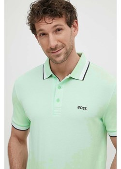Boss Green polo bawełniane kolor zielony gładki ze sklepu ANSWEAR.com w kategorii T-shirty męskie - zdjęcie 171379262