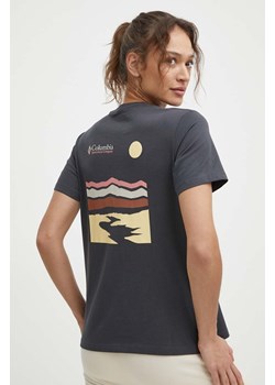 Columbia t-shirt bawełniany Boundless Beauty damski kolor szary 2036581 ze sklepu ANSWEAR.com w kategorii Bluzki damskie - zdjęcie 171379390