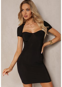 Czarna Sukienka Bodycon z Usztywnionym Serduszkowym Dekoltem Asinela ze sklepu Renee odzież w kategorii Sukienki - zdjęcie 171379983
