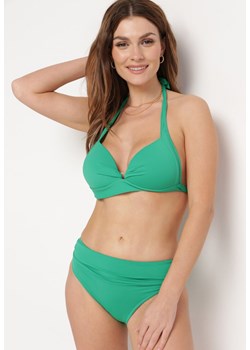 Zielone Bikini z Usztywnianym Biustonoszem Wiązanym na Szyi i Plecach Majtki Typu Figi Olilasa ze sklepu Born2be Odzież w kategorii Stroje kąpielowe - zdjęcie 171380351