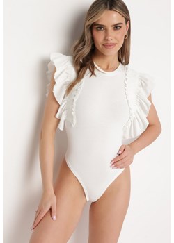 Białe Bawełniane Body z Rękawami z Falbanek Zapinane na Napy Gilines ze sklepu Born2be Odzież w kategorii Bluzki damskie - zdjęcie 171380522