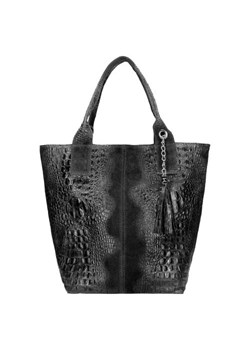 Wojas Czarna Shopperka Damska Z Dwoiny Welurowej ze sklepu Wojas w kategorii Torby Shopper bag - zdjęcie 171382752